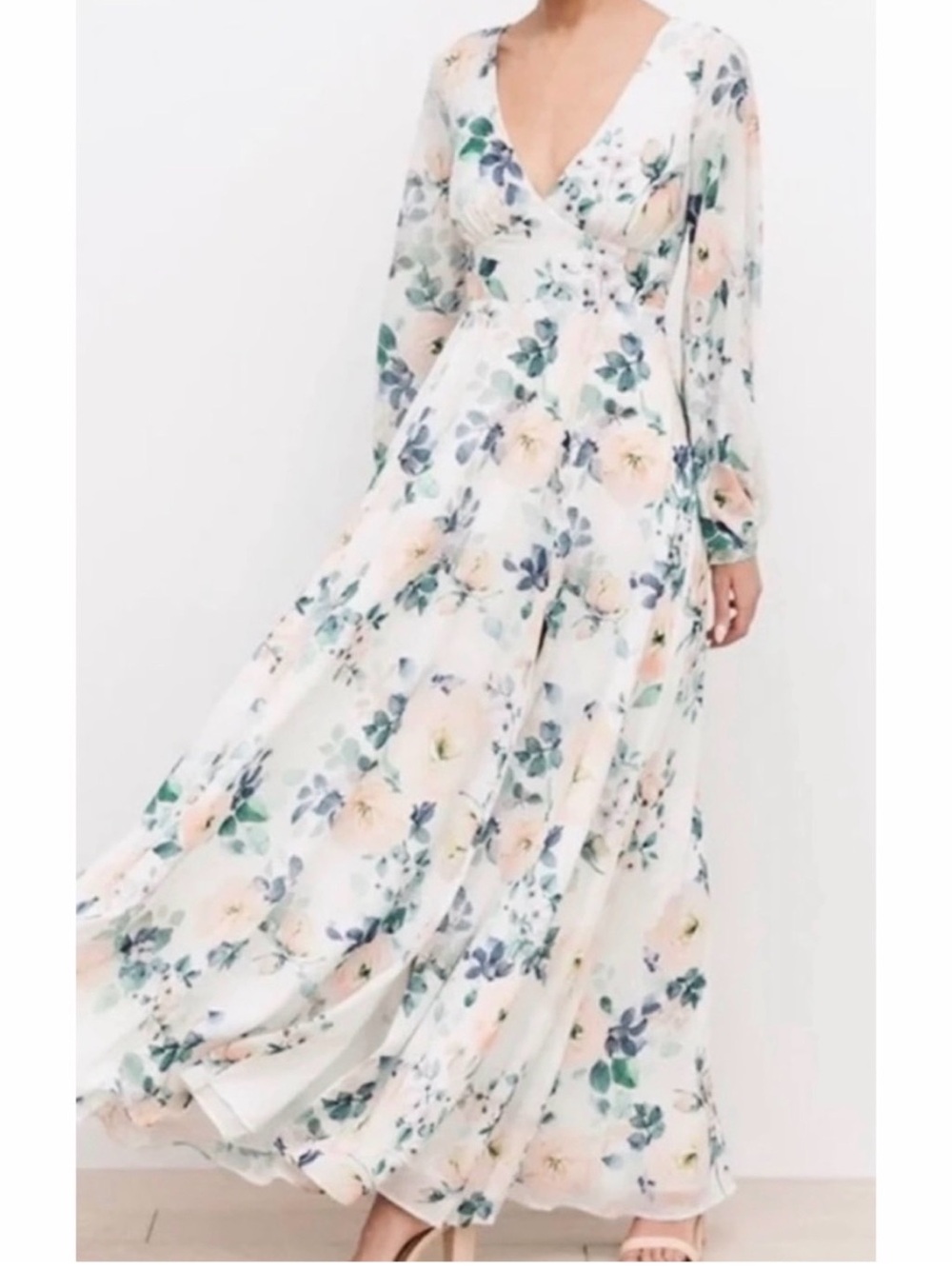 Yumi Kim Melissa Maxi Dress Floral V-Neck Long Sleeve